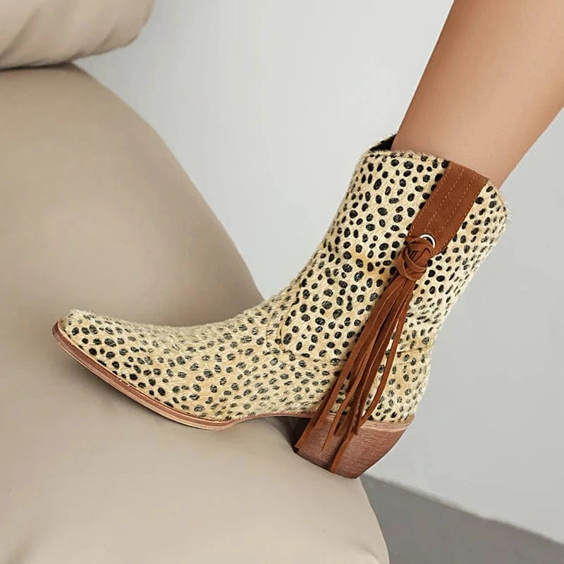 Cowboyboots med tryckt mönster