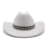 Cowboyhatt i filt med elegant nitbälte Vit / 56-58cm