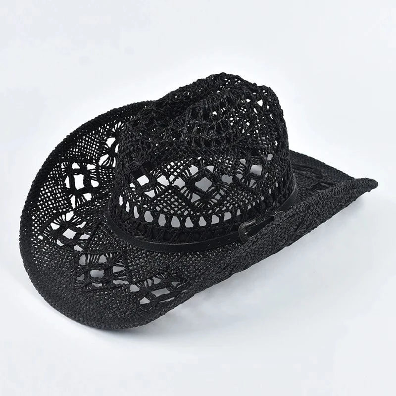 Cowboyhatt i Flätat Halm Svart / Kan justeras