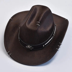 Cowboyhatt i mjuk mockaimitation med stjärndetaljer Mörkbrun / One Size