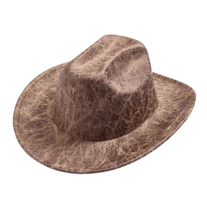 Cowboyhatt i vintageimitation av läder Ljusbrun / 56-58cm