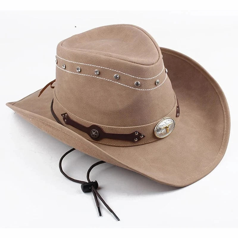 Cowboyhatt läder Ljusbeige / 58cm