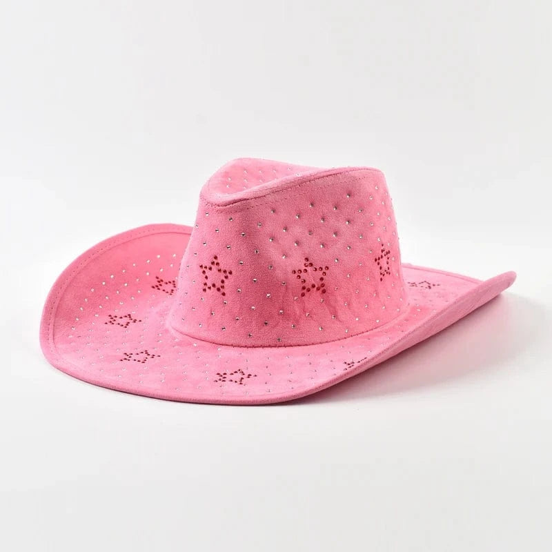 Cowboyhatt med strassstjärnor Rosa / Kan justeras
