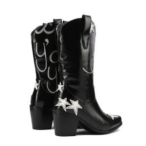 Cowgirl Boots med Stjärnbroderi