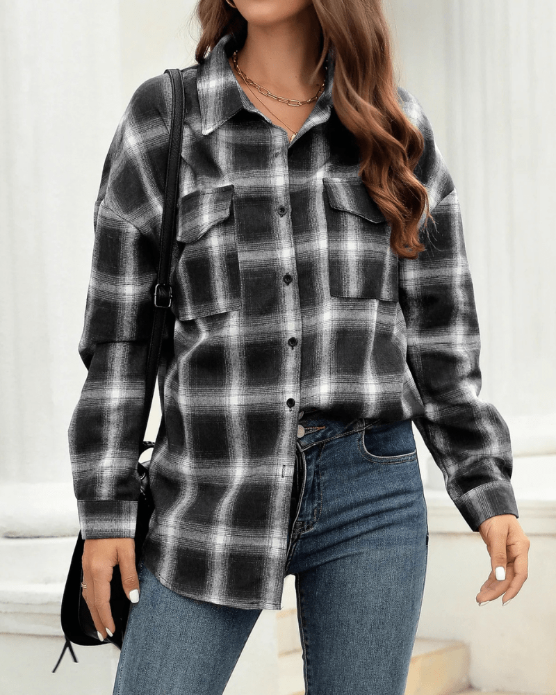 Cowgirl rutig flanellskjorta Svart / S