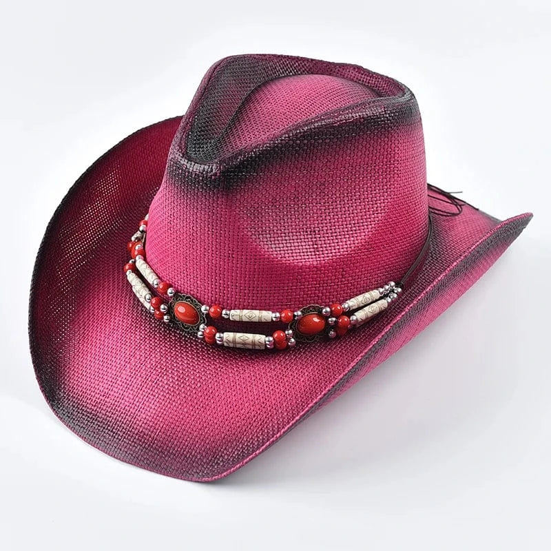 Cowgirlhatt Pärldetaljer Klarrosa / One Size