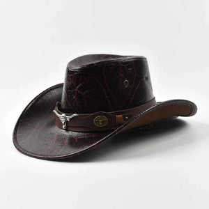 Elegant Cowboyhatt i Konstläder Rödsvart / One Size
