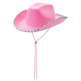 Filt cowboyhatt med glitterkant Rosa