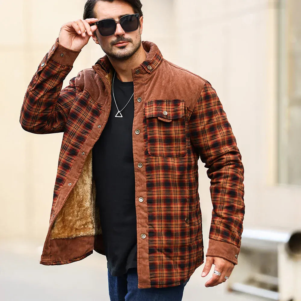 Fodrad flanell jacka herr