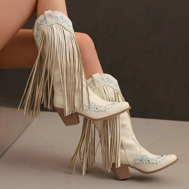 Fransboots med Broderi i Westernstil