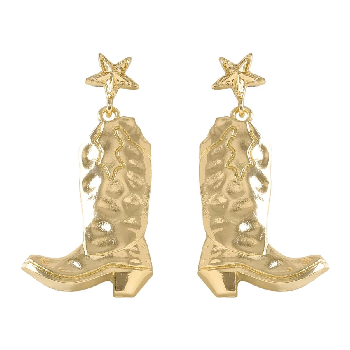 Hängande cowboyboots örhängen med stjärna Guld