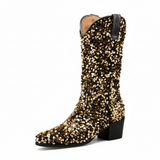 Höga Cowboyboots med Paljetter för Dam Guld / 35