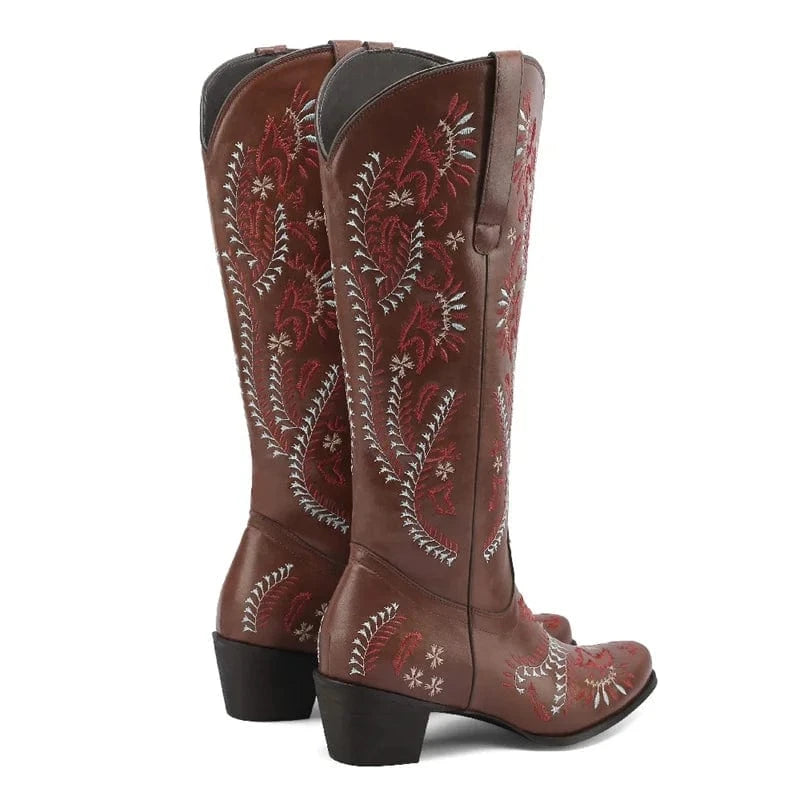 Höga Cowboybots med Rött Broderi