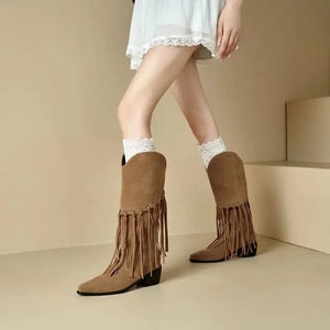 Höga Frans Cowboyboots i Mocka