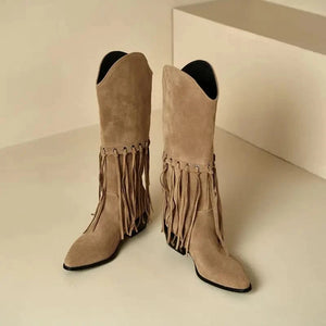 Höga Frans Cowboyboots i Mocka