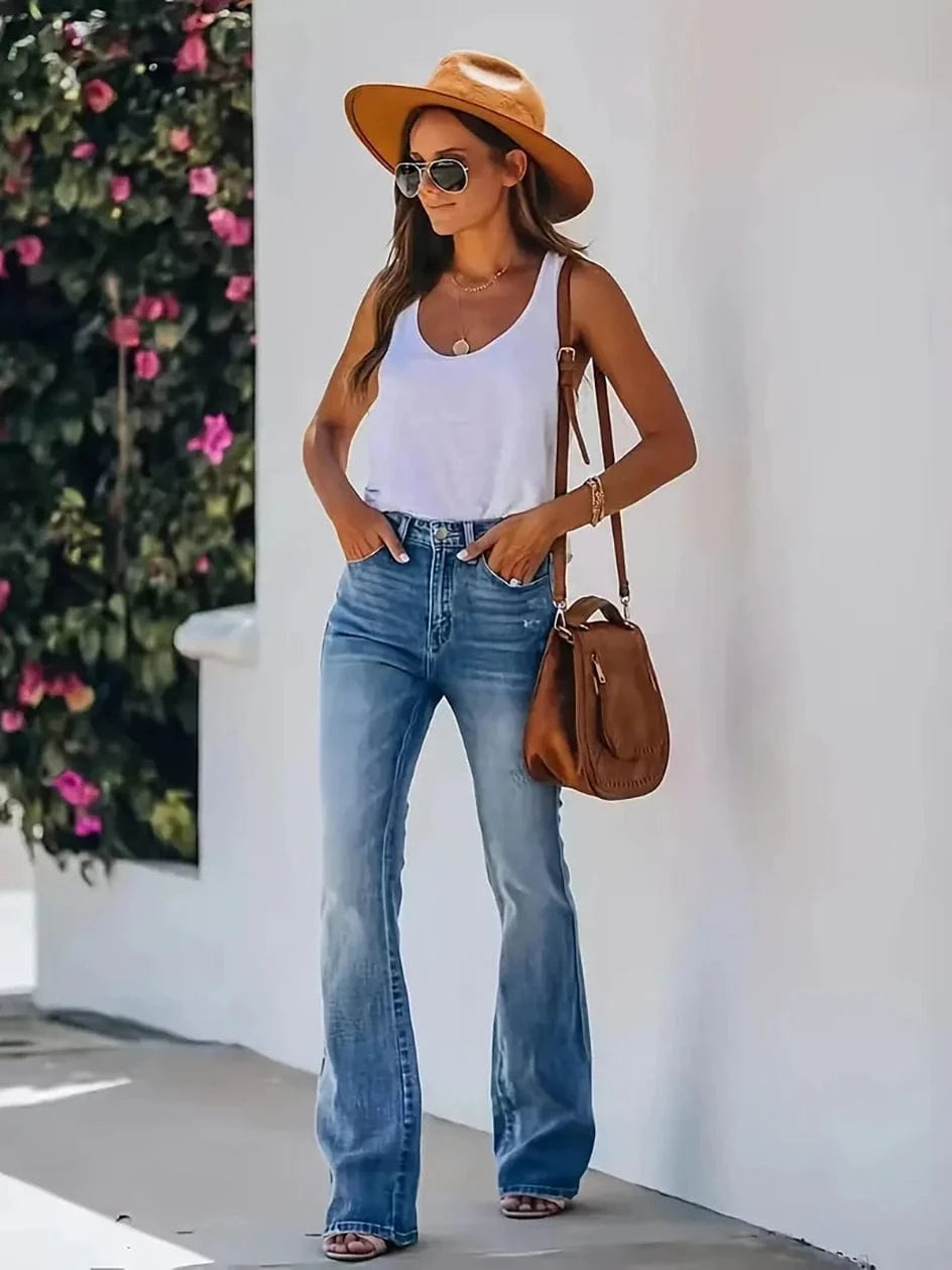 Högmidjade flare jeans