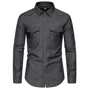 Jeans skjorta western Mörkgrå / XS