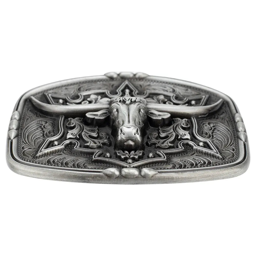 Läderbälte western longhornspänne