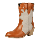 Låga Cowboyboots i västernstil med utskuret mönster och blockklack Orange / 35