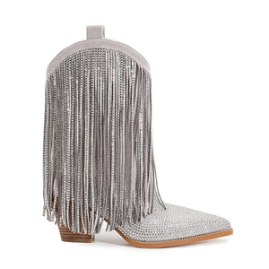 Låga Cowboyboots med Strassfransar för Dam