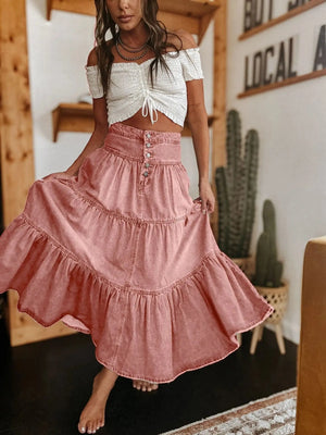 Lång jeanskjol dam
