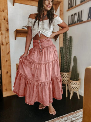 Lång jeanskjol dam