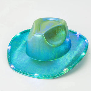 LED Cowboyhatt Grön / One Size
