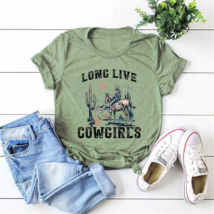 "Long Live Cowgirls" T-shirt Olivgrön / S