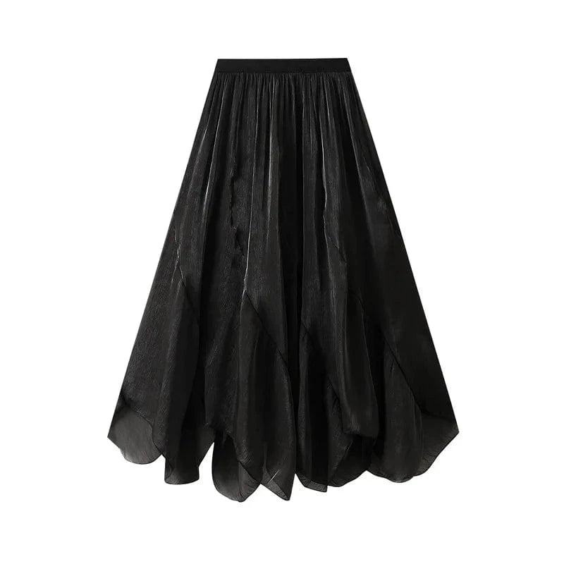 Midikjol med asymmetrisk drapering Svart / One Size