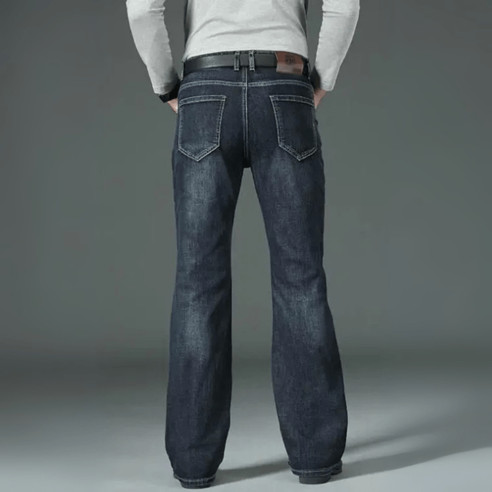 Mörkblå utsvängda jeans för herr