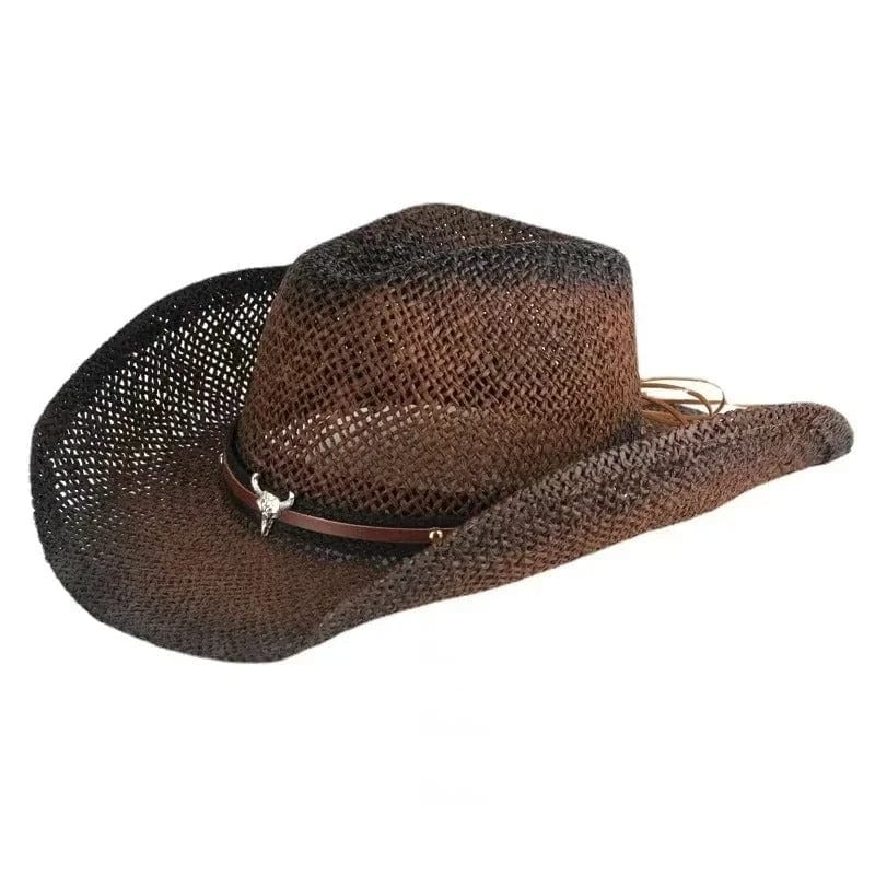 Mörkbrun stråcowboyhatt Mörkbrun / 57-58cm
