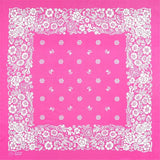 Neonrosa Bandana med Vitt Blomstermönster Neonrosa