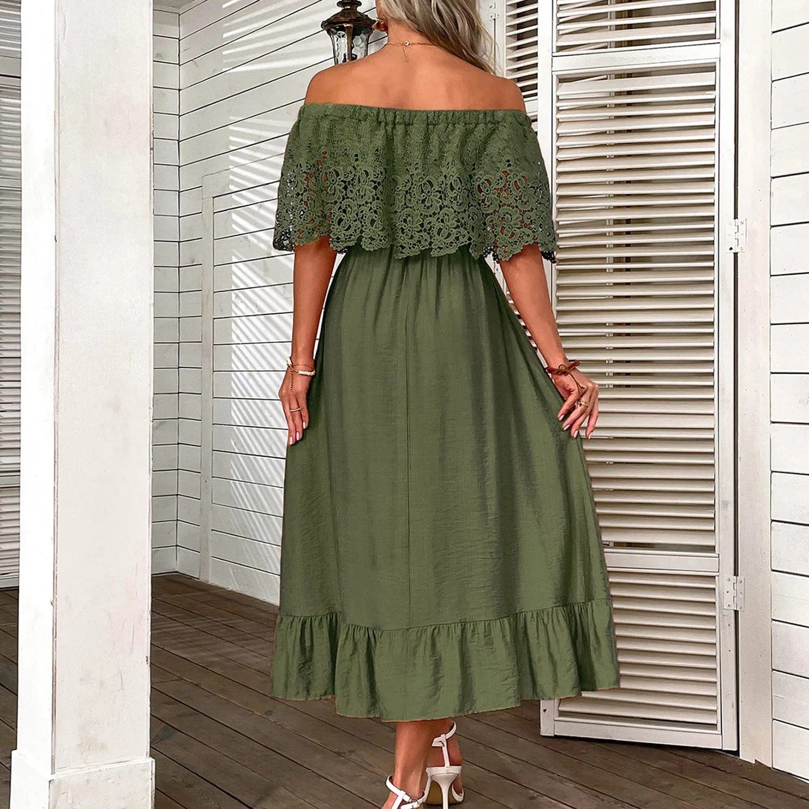 Off shoulder klänning sommar