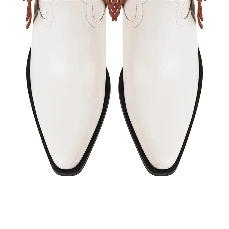 Cowgirl Boots med Amerikansk Flagga och Fransar