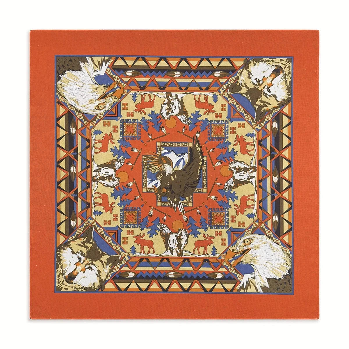 Orange Bandana med Varg och Örn Motiv Orange