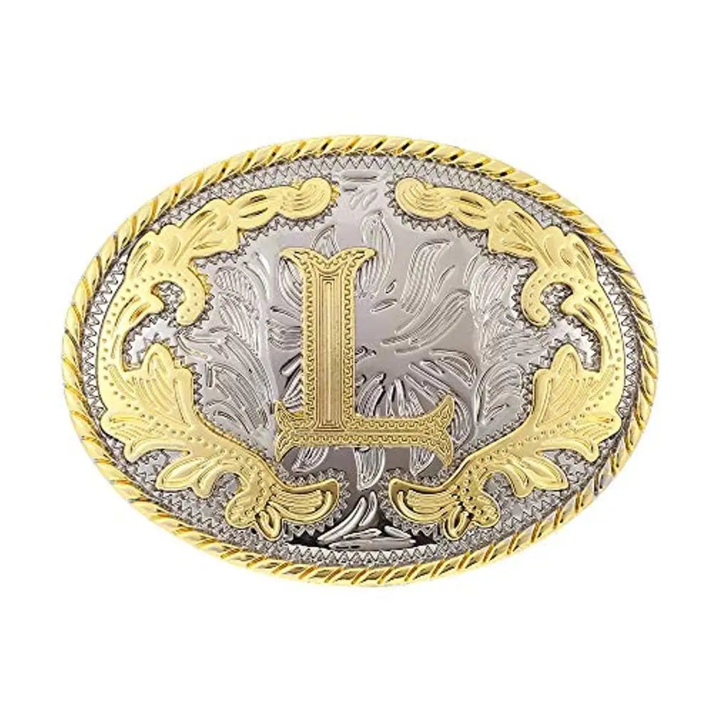 Ovalt westernbältesspänne med initial L