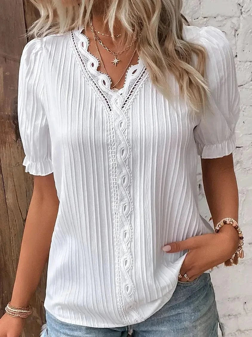 Plisserad blus Vit / 1XL