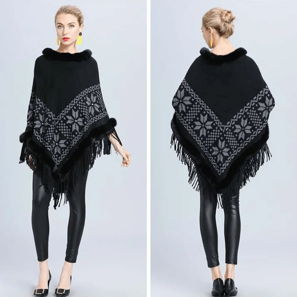 Poncho med päls