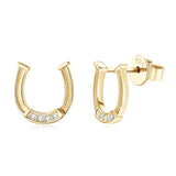 RAPRGOLD Moissanite Exquisite Horseshoe Stud Earring for Women 925 Sterling Silver Piercing Earrings Fine Jewelry Gift Pendiente gold color