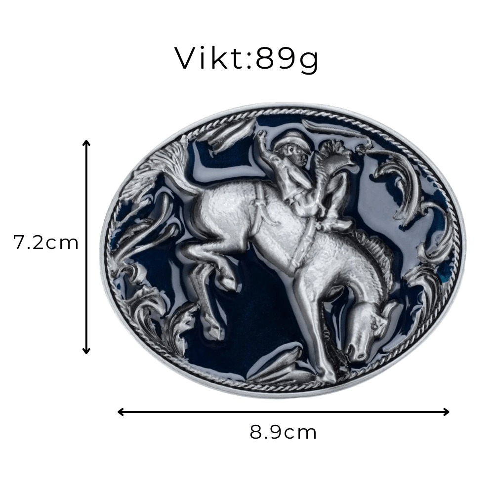 Rodeo Ryttare Bältesspänne Blå Emalj Silver och blå