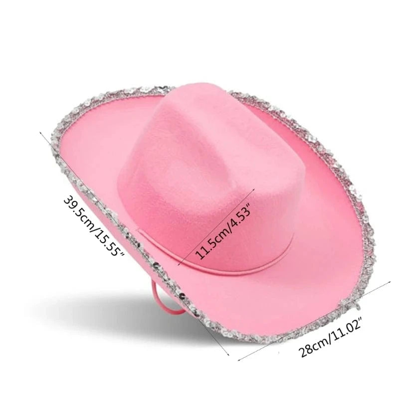 Rosa Cowgirlhatt med Paljettstjärna Rosa
