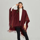 Sjal poncho Vinröd / One Size