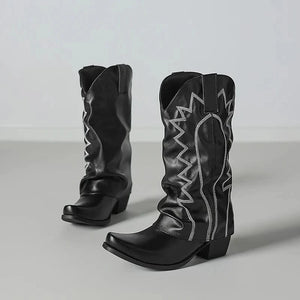 Slouchiga Cowboyboots i Mocka för Dam