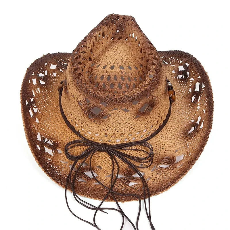 Stråcowboyhatt med pärlor