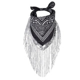 Svart Cowboy Bandana med Glitterfransar Svart
