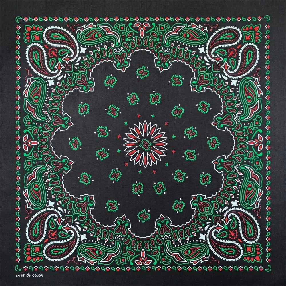 Svart Paisley Bandana med Flerfärgat Tryck Svart grön