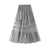 Transparent tyllkjol med volanger för dam Grå / One Size