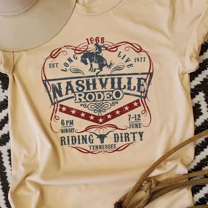 Tshirt för dam Nashville Rodeo westernstil Beige / XS