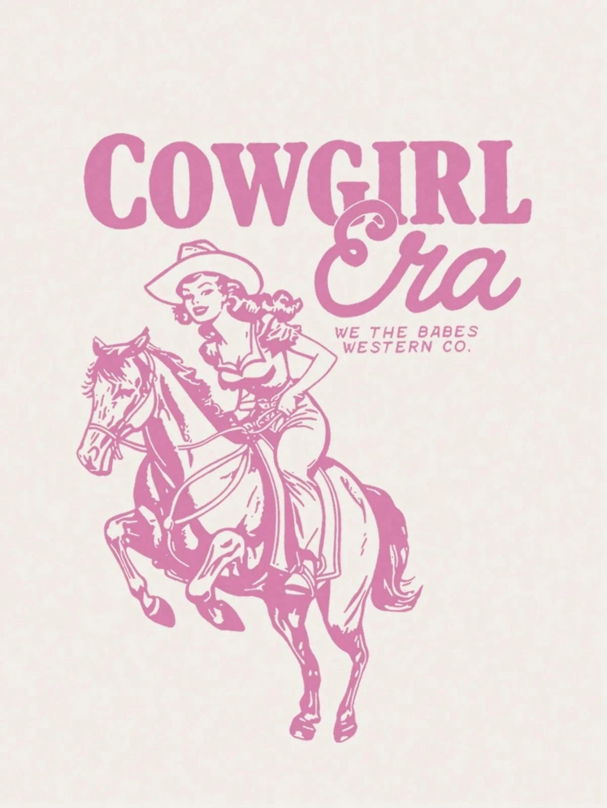 Tshirt med rosa cowgirltryck "Cowgirl Era"