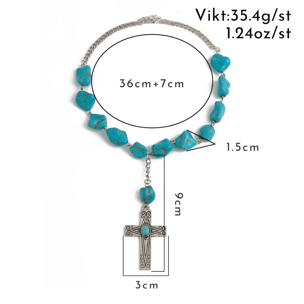 Turkost halsband med silverkors Silver